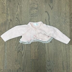 MAYORAL Pink Cardigan with tulle Ruffles and Bow